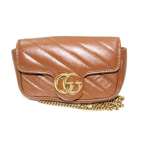 GUCCI Super Mini Marmont Leather Made In Italy Brown HandBag