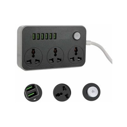6 USB Auto MAX 3.4 A USB Identify Automaticly, 3 Power Socket Anti Static Power Socket