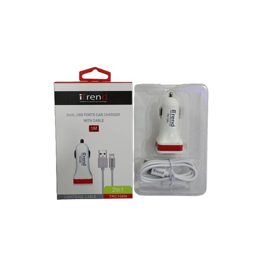 iTrend Switch To trend Technology, Dual USB Ports Car Charger With Cable 1M