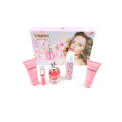 So Beautiful Gift Set , Natural Spray 80 ml +Eau De Parfum 20 ml + Natural body Spray 120 ml + Shower Gel 100 ml *2