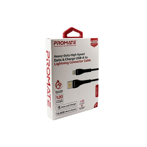 Promate, Heavy Duty High-Speed Data& Charge USB-A to Lightning Connector Cable