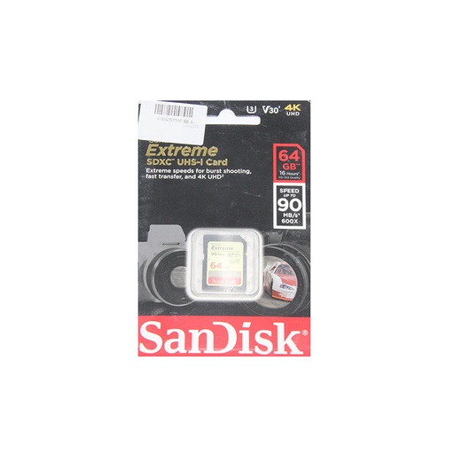 Sandisk Extreme SDXC UHS-I card 64GB / Speed up To 90 MB/s 600x