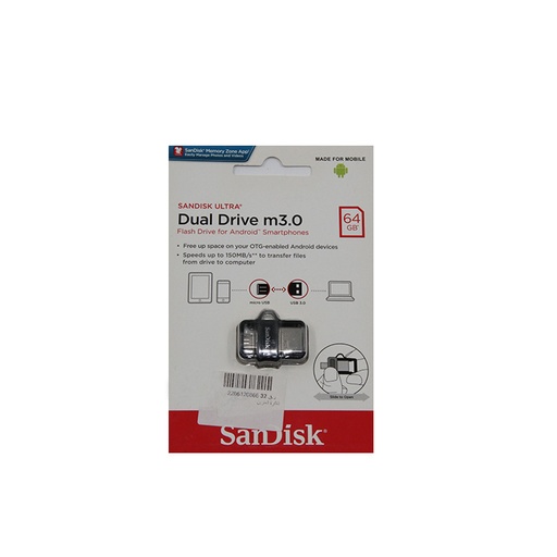 Sandisk Ultra Dual Drive m3.0 Flash Drive 64 GB Speed Up to 150 MB/S