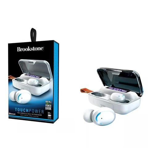 Brookstone TouchPower TWS Earbuds & Build in Powerbank 12H Total