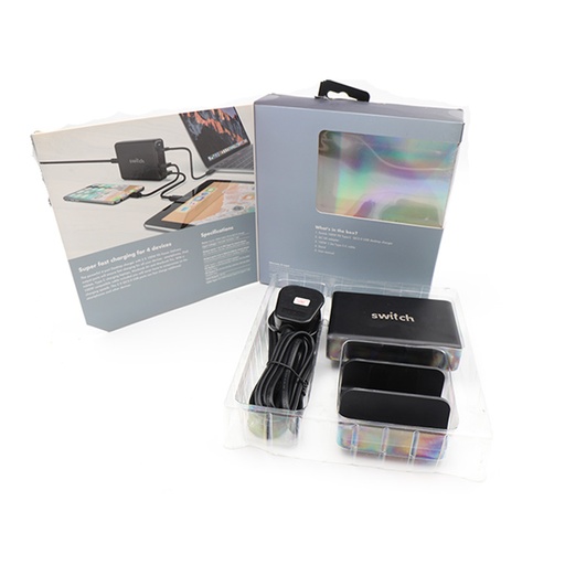 Axiom Switch 4 Port 100W USB-C PD & QC3.0 Charger Super fast charging for 4 devices