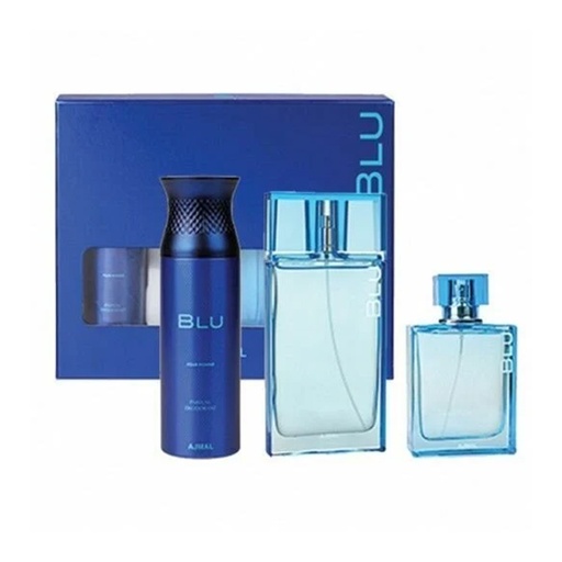 Ajmal Blu, Deodorant 200 ml, Eau De Parfum 90 ml , Eau De Cologne 100 ml