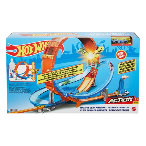 Hot wheels toy car track set massive loop mayhem