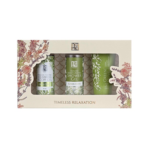 Akihiko Travel-Size Green Olive Body Moisturizer Set
