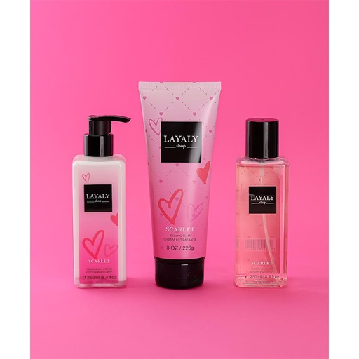 Layla Shop Scarlet - Fragrance Lotion 250 ml + Body Cream 226 g + Fragrance Mist 250 ml