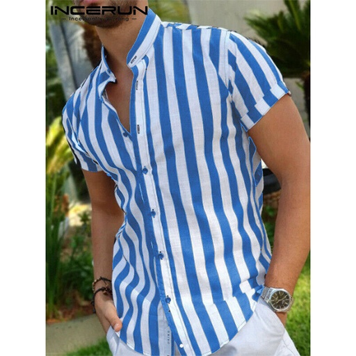 Incerun Size: S, Blue White Stripe