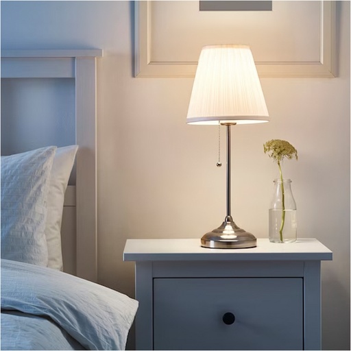 Ikea Arstid Table Lamp Nickel,002.806.37  Plated/White
