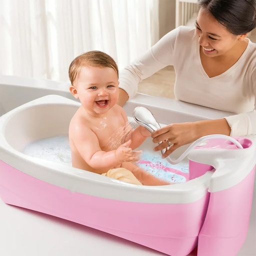 Summer Infant Lil’ Luxuries Whirlpool Baby Bathtub, Bubbling Spa & Shower (Pink)