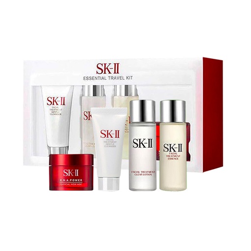 SK-II Essential Travel Kit, Facial Treatment Gentle  Cleanser + Facial Treatment Clear Lotion + Essence + Radical New Age