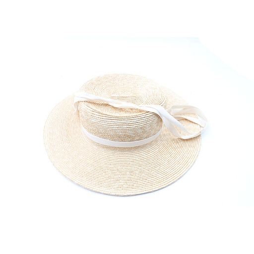 Empire Cove Womens Wide Brim Straw Hat Floppy Sun Hat Panama Fedora Ribbon Beige Size ( S )