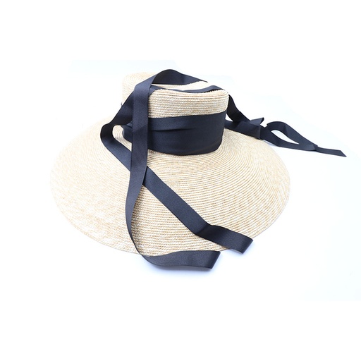 Empire Cove Womens Wide Brim Straw Hat Floppy Sun Hat Panama Fedora Ribbon Beige Size ( L)