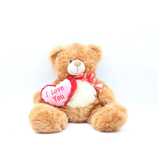 Clear Brown Bear With Big I Love You Red Heart