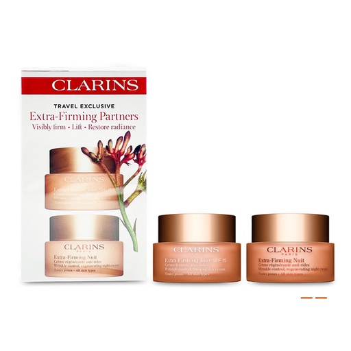 Clarins , Travel Exclusive Extra- Firming Partners : Visible firm + lift + restore Radiance 50 ml 1.7.OZ x2