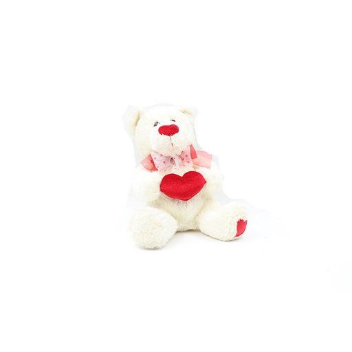 White Bear Fluffy And Cute with small red Heart