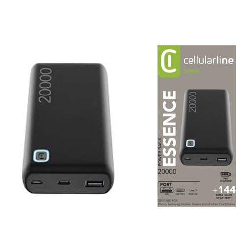 Cellularline ESSENCE 20000 Power Bank 20000mAh PBESSENCE20000K – Black