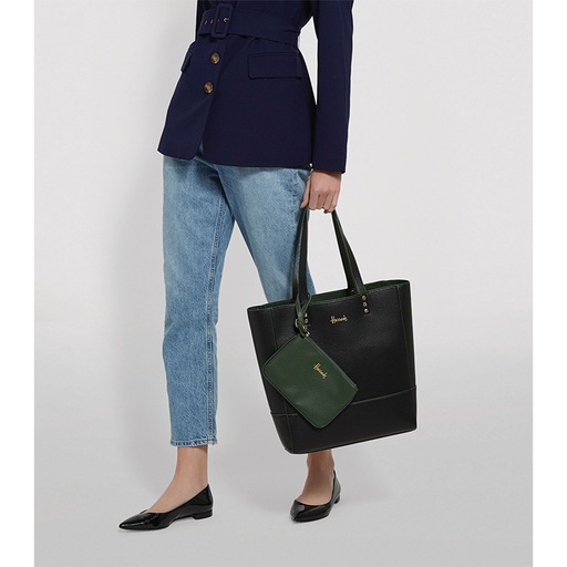 HARRODS Grained Fern Tote Bag FERN BLACK /GREEN TOTE 68-30418J