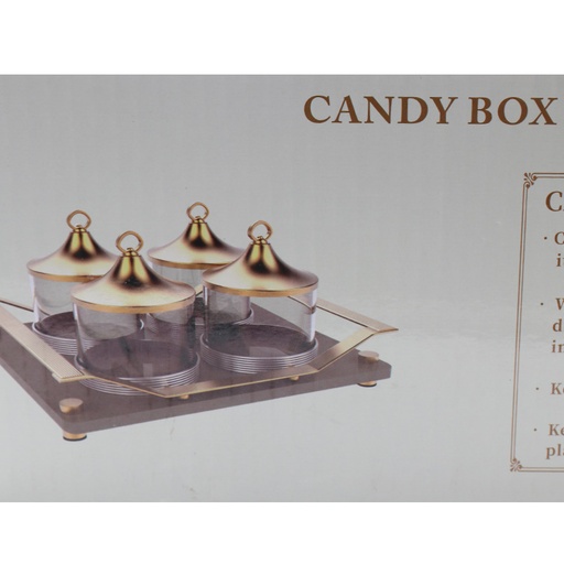 FURSAN CANDY BOX 4IN1 candy Bow gold silver w/Beige Tray AF-22cb-4