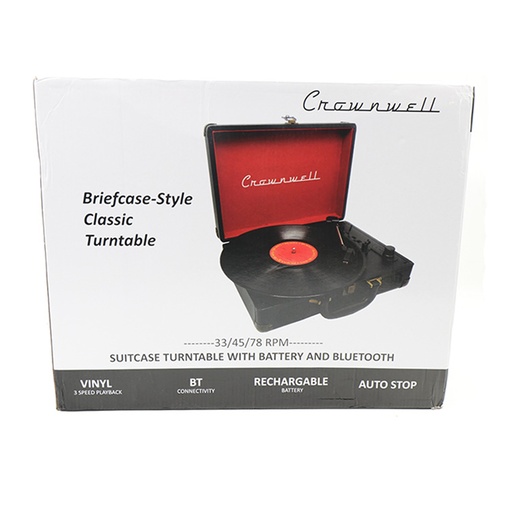 Crawnwell Record Player, Briefcase-Style Classic Turntable