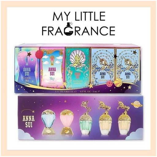Anna Sui , Fantasia Eau De Toilette 2x 0.17 Fl.oz,+ Fantasia Mermaid Eau De Toilette 5 ml + Sku Eau De Toilette 5 ml + Cosmic Sky Eau DE Toilette 5 ml