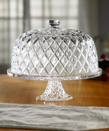 Fifth Avenue Crystal - Elegant Masterpiece Footed Cake Plate with Dome Cover