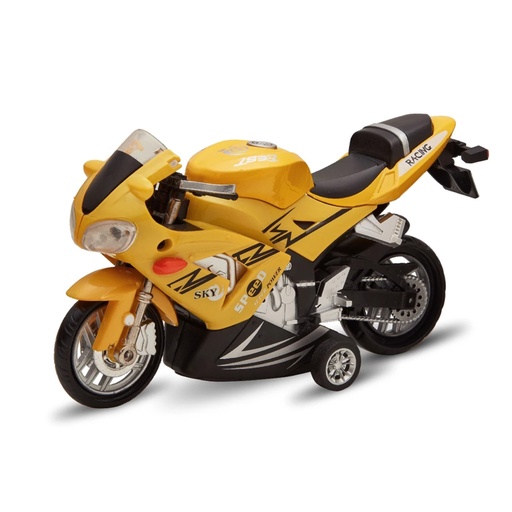 Miss & Chief Pull Back Die Cast Supermoto Race bike with Rubber  (Yellow)