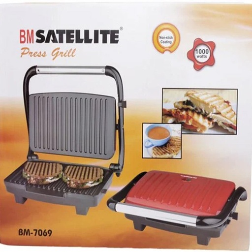 BM Satellite Press Grill Maker - BM-7069, Red & Black
