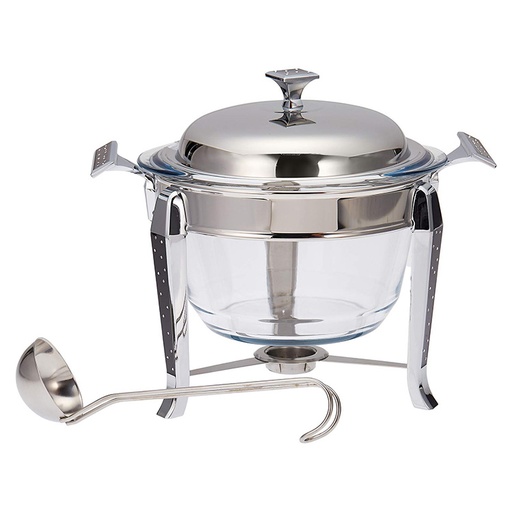Regent Stainless Steel Glitter Round Soup Warmer - Silver