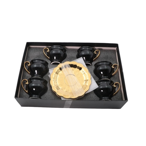 Balck & Gold Plated Tea Glass 6pcs set