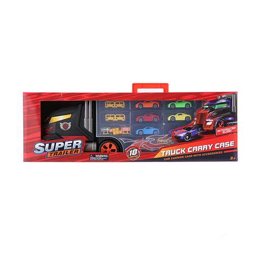 Super Trailer Truck Carry Case - Car Carrier Case With Accessories For kids  3+