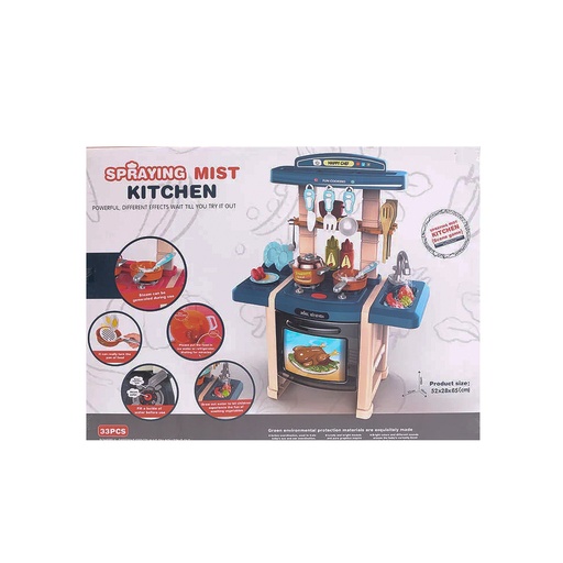 Spraying Mist Kids Kitchen Play Set - 33Pcs