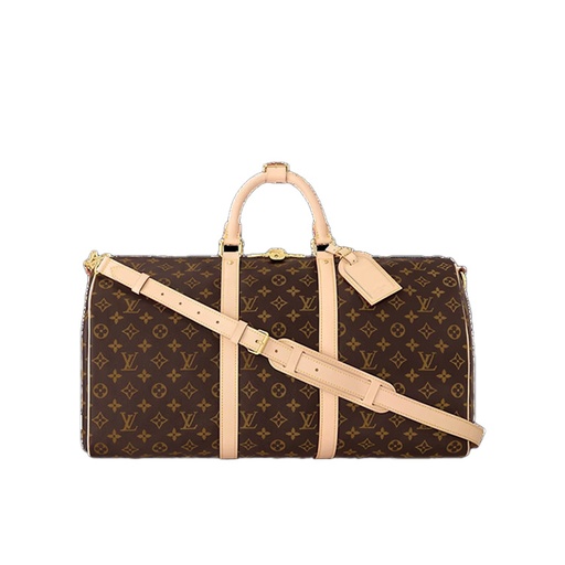 Louis Vuitton Brown Canvas Monogram Keepall 60 Bandouilere Travel Bag ** Perfect imitation **