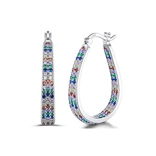 Sofia James Tone Crystal Hoop Earrings