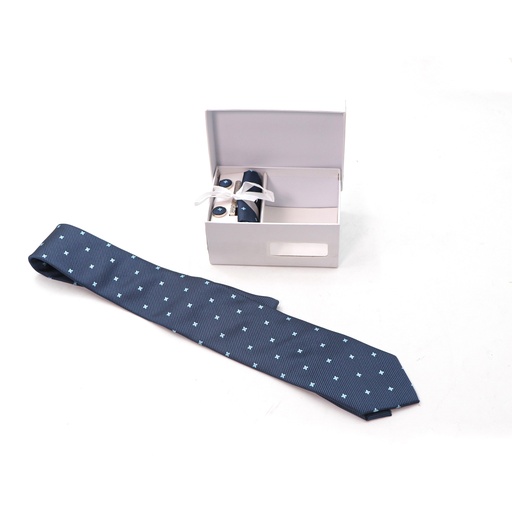 Blue Tie, Pocket Square Cufflinks Tie Clip 3 Gift Set
