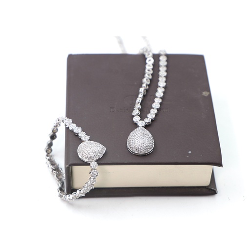 Daniel Wellington Crystal Beautiful Necklace Silver Set