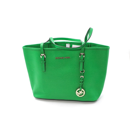 Michael Kors Green Leather Large Jet Set Tote Bag