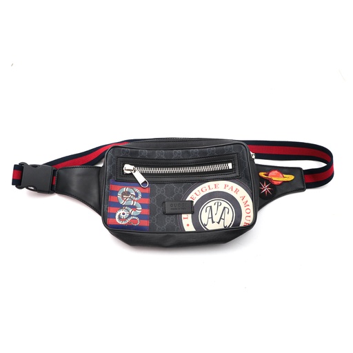 Gucci Night Courrier Waist Bag GG Supreme Soft Black