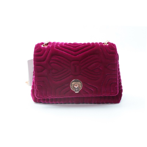 Ted Baker Women Purple Velvet Quilted Crossbody Bag