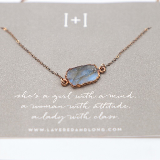 Elisa Blue Stone Pendant Necklace in Abalone Shell