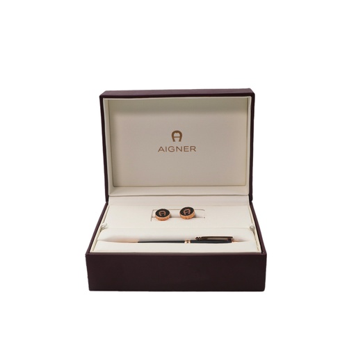 Aigner Pen Stainless Steel with Black Lacquer Upper Gold