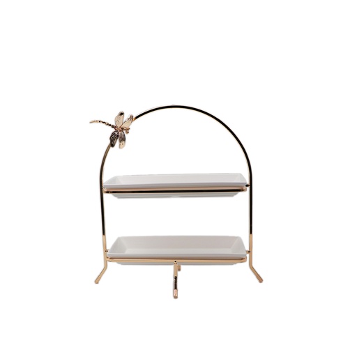 Ele 4PM Luxury Gold Stand Tray with Dragonfly 37x18.5 40cm