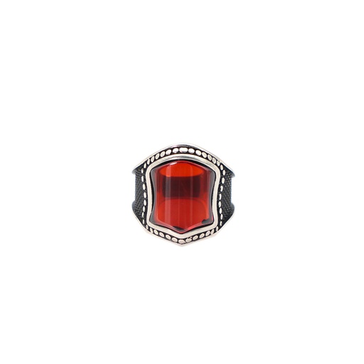 Mens SIlver Ring 925 Sterling Red