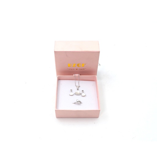BZQF Earring Necklace Ring Set White Jewelry