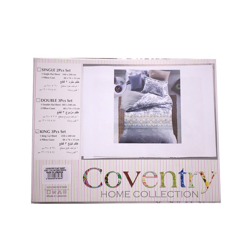 Coventry Flat Sheet King size + 2 Pillow Cases Printed