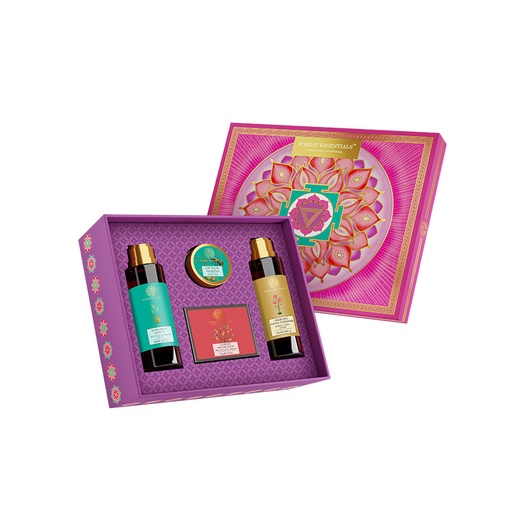 Forest Essentials Luxurious Ayurveda, Delicate Facial Cleanser kashmiri saffron  50 ml + Sunscreen Lotion  sandalwood & Aloevera 50 ml + Luxury Sugar Soap Bitter Orange  70 G