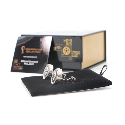 Fifa WorldCup Qatar Cufflinks - Silver Sterling Silver Plated And Lacquered Stainless Steel
