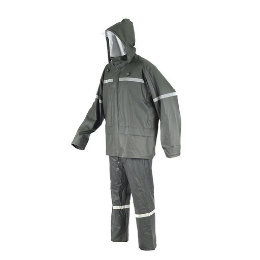 SEALTOP PU/PVC ACID-RESISTANT GREEN SUIT WITH REFLECTIVE TAPE
